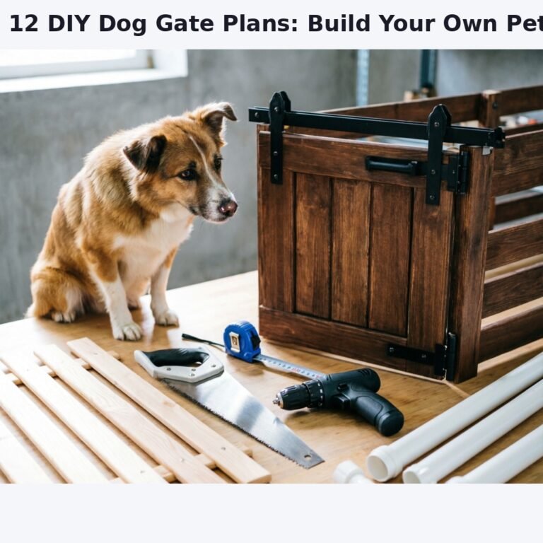 Featured image: A comprehensive flat-lay photograph of various DIY dog gate building projects