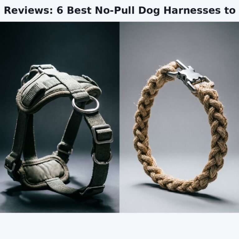 A split composition photograph showing two distinct dog walking products side-by-side on a neutral studio