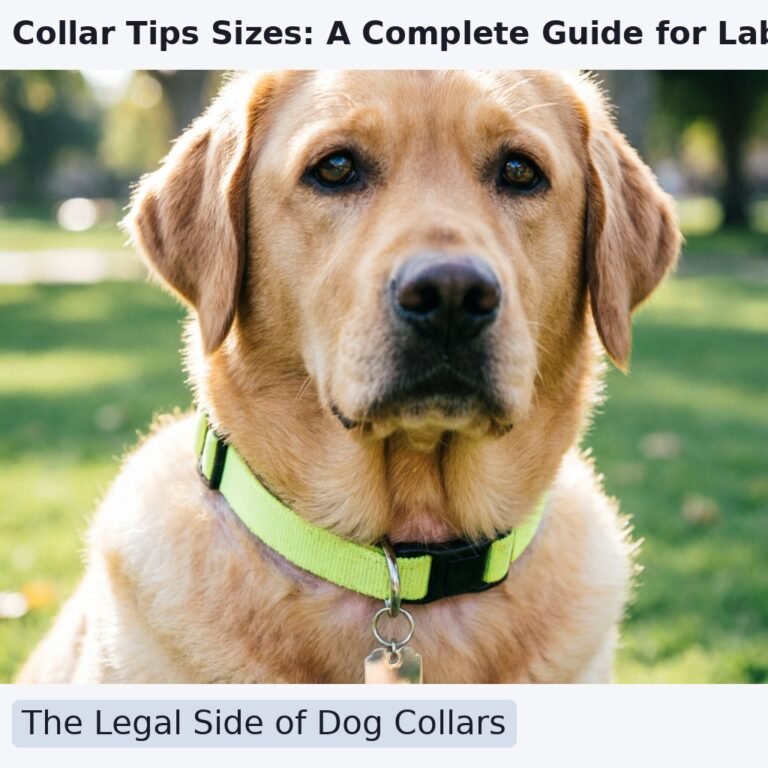 A Labrador retriever wearing a flat collar with a metal ID tag