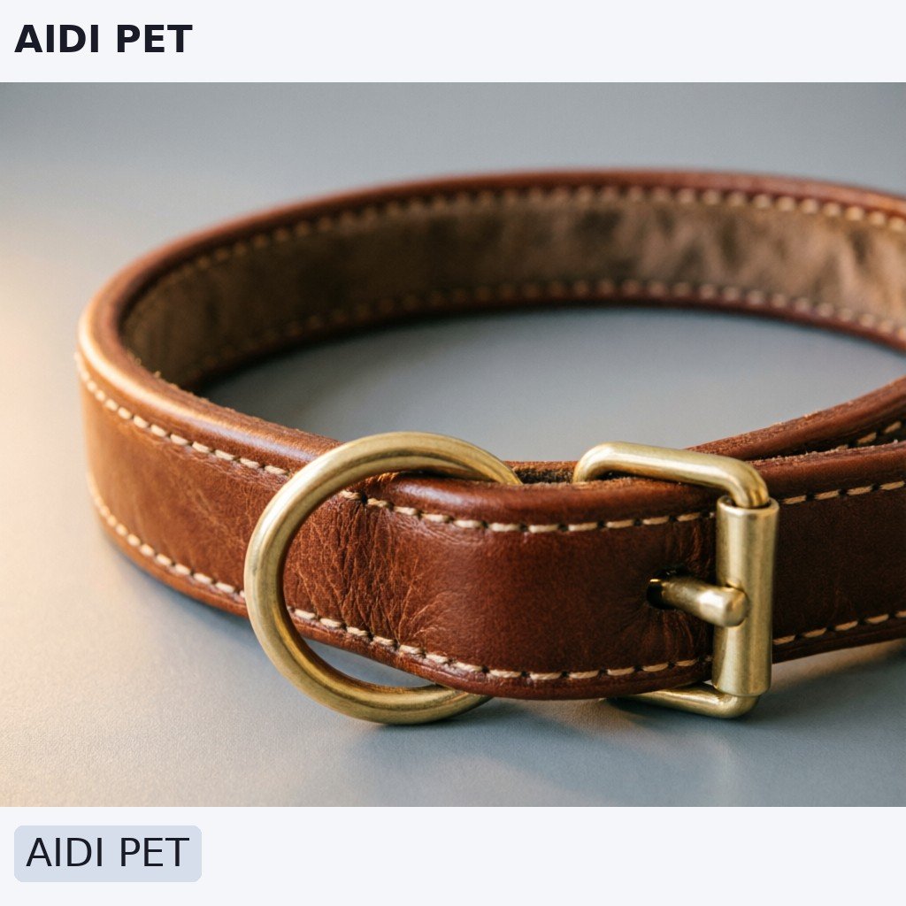 Leather Collars Reviews Tips: Best Picks & Buying Guide 1 A detailed shot of a leather dog collar with a brass buckle and D-ring