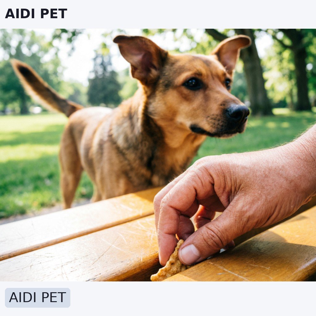 6 Dog Walking Games to Spice Up Your Dog's Walks & Burn More 1 Close-up shot of a human hand hiding a treat under a park bench while a dog watches curiously in the